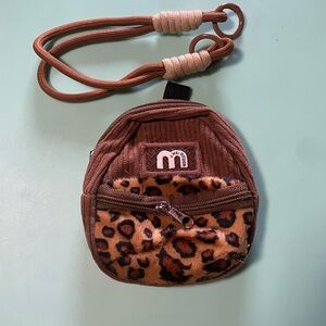 Fashion Leopard Mini Backpack Keychain Wristlet Pouch Small Coin Purse NEW